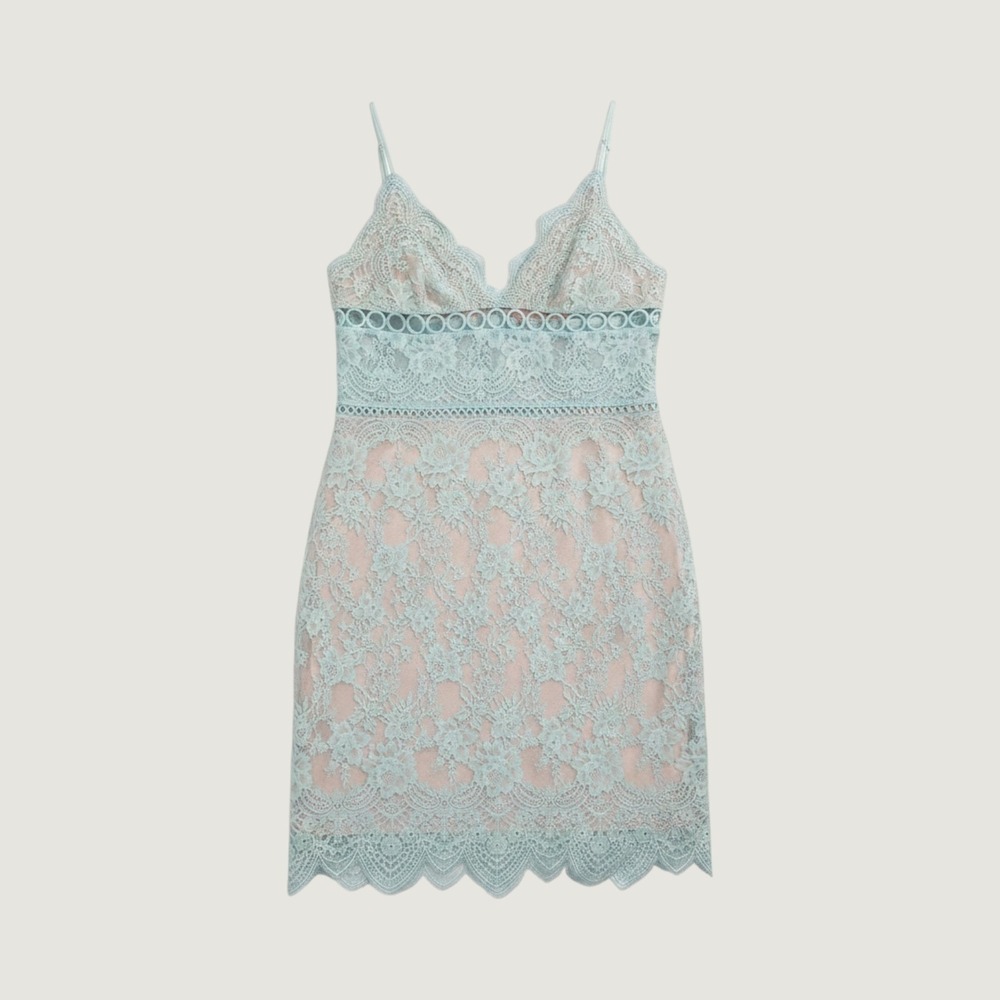 Victoria's Secret Dress Lace Slip Y2K Mesh Coquette Fairycore size Large Green